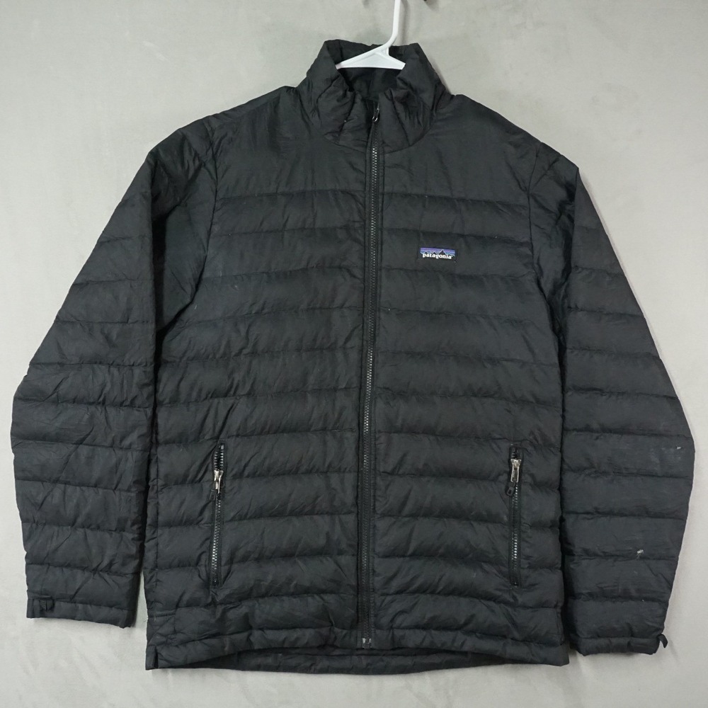 Patagonia Down Sweater Jacket Mens‎ M Black Puffer Full Zip Puff Goose Outdoor